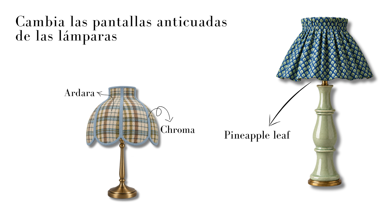 Lámpara con pantalla de tela estampada