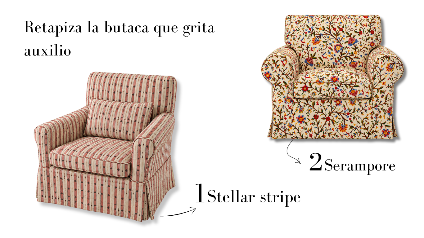 Butaca retapizada con tela estampada